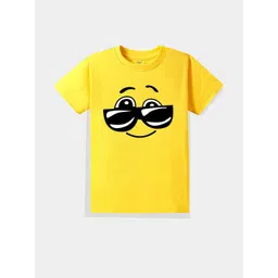 KAVEE Pure Cotton Half Sleeves Goggles Printed Bio Washed Tee -Yellow-picture-13