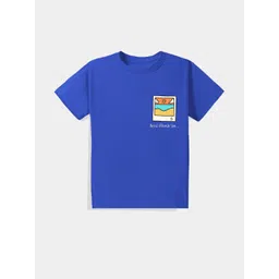 KAVEE Pure Cotton Half Sleeves Need Vitamin Sea Text Printed Bio Washed Tee - Royal Blue-picture-33