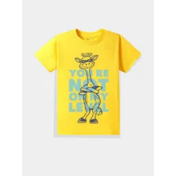 KAVEE Pure Cotton Half Sleeves You Re Not On My Level Text Printed Bio Washed Tee - Yellow-picture-53