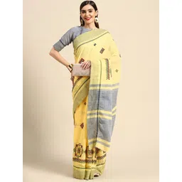 KAVINDI Geometric Embroidered Pure Cotton Saree-picture-27