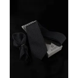 kavove Kovove Black & White Checked Tie with Pocket Square-picture-26