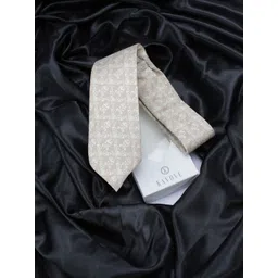 kavove KOVOVE Men Beige Ethnic Motifs Woven Design Broad Tie-picture-20