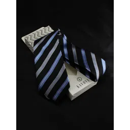 kavove KOVOVE Men Black & Blue Striped Broad Tie-picture-11