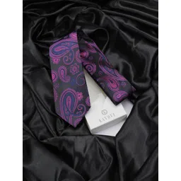 kavove KOVOVE Men Black & Violet Woven Design Broad Tie-picture-28