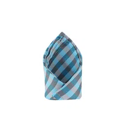 kavove KOVOVE Men Blue & Black Checkered Woven-Design Pocket Square-picture-23