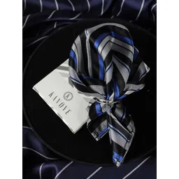 kavove KOVOVE Men Grey & Blue Striped Pocket Square-picture-17