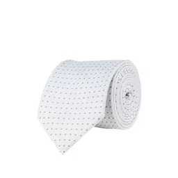 kavove KOVOVE Men White & Grey Abstract Dash Line Woven Design Broad Tie-picture-29