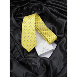kavove KOVOVE Men Yellow & Blue Woven Design Broad Tie-picture-28