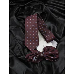 kavove Kovove Unisex Maroon & Blue Floral Tie with Pocket Square-picture-19