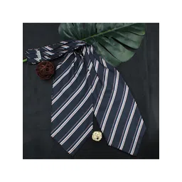 Kavove Unisex Blue & Brown Striped Cravat-picture-10