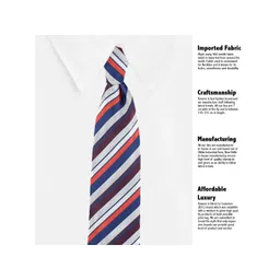 kavove KOVOVE Men Blue & Grey Striped Broad Tie image 4