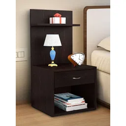 Kawachi Black Wooden 2 Storage Single Drawer Bedside Table-picture-34