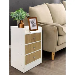 Kawachi White Wooden 3 Drawer Bedside Table-picture-45