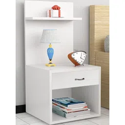 Kawachi White Wooden Single Drawer Bedside Table-picture-31