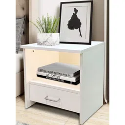 Kawachi White Wooden Single Drawer Bedside Table-picture-14