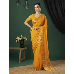 KAYOMMI Woven Design Zari Pure Chiffon Saree-picture-42