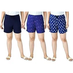 kayu ™ Women's Cotton Regular Solid and Printed Shorts/Hot Pant [Pack of 3]-picture-29