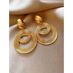 kazare Gold-Plated Contemporary Shaped Rhodium-Plated Drop Earrings-picture-19