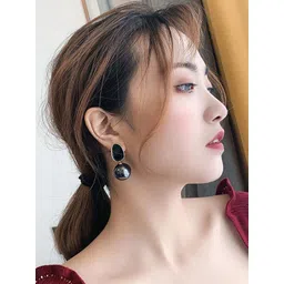 kazare Rhodium Plated Artificial Stones Studded Contemporary Drop Earrings-picture-22