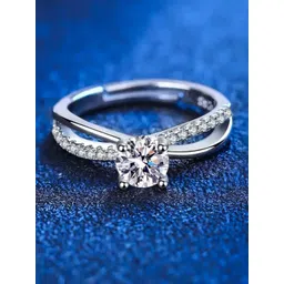 kazare Rhodium Plated Stones Studded Finger Ring-picture-36