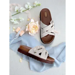 KazarMax Premium Women Textured Open Toe Flats With Buckles-picture-31