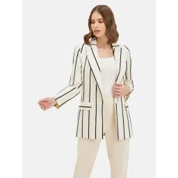 Kazo Beige & Black Striped Blazer-picture-40