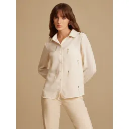 Kazo Beige Embellished Shirt-picture-26