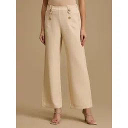 Kazo Beige Plain Trousers-picture-16