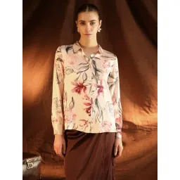 Kazo Beige Polyester Floral Shirt-picture-22