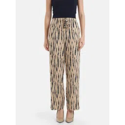 Kazo Beige Printed Relaxed Fit High Rise Trousers-picture-26