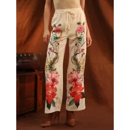 KAZO Beige Printed Trousers-picture-34