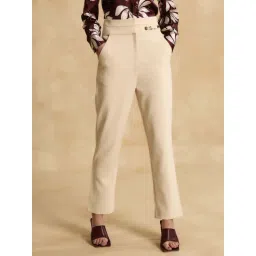 KAZO Beige Regular Fit Trousers-image-39