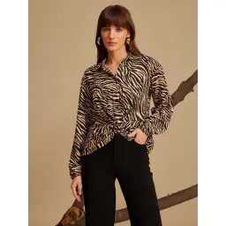 KAZO Beige Viscose Animal Print Shirt-picture-28