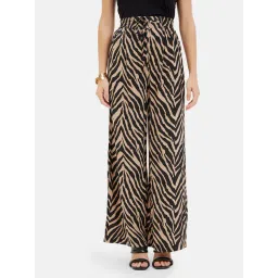 Kazo Black & Beige Printed High Rise Trousers-picture-30