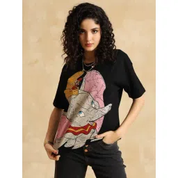 Kazo Black Cotton Regular Fit Printed T-Shirt-picture-30