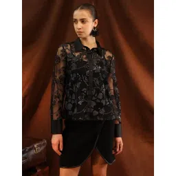 KAZO Black Embellished Shirt-picture-22