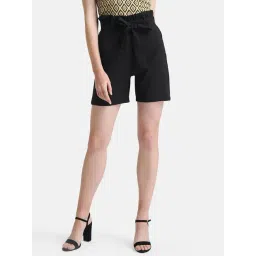 Kazo Black Loose Fit High Rise Shorts-picture-48