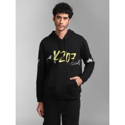 Kazo Black Regular Fit Printed Hooded Sweatshirt-picture-48