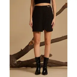 Kazo Black Striped A-Line Skirt-picture-10