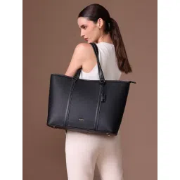 Kazo Black Velin Textured Large Leather Tote-picture-41