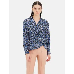 Kazo Blue & Black Floral Print Top-picture-32