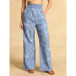 Kazo Blue Embroidered Casual Trousers-picture-11