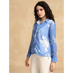 KAZO Blue Floral Print Casual Shirt-picture-29