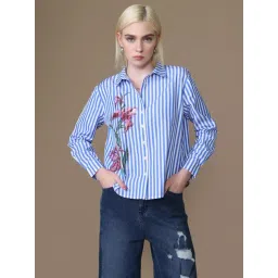 Kazo Blue Relaxed Fit Striped Shirt-picture-38
