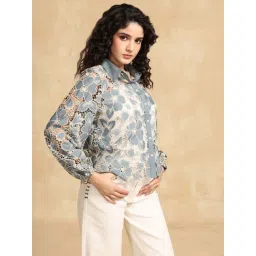 KAZO Blue Self Pattern Casual Shirt-picture-27