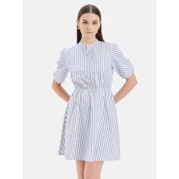 Kazo Blue Striped A Line Dress-picture-40