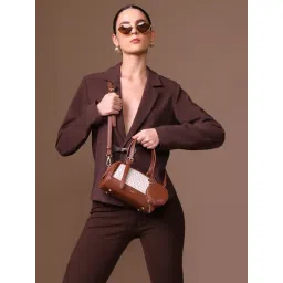 Kazo Brown & Off White Romy Printed Extra Small Leather Satchel-picture-19