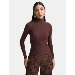 Kazo Brown Textured Pullover-picture-33