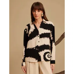 KAZO Cream Print Relaxed Fit Shirt-picture-18