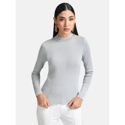 Kazo Embellished Turtle Neck Pullover-picture-12